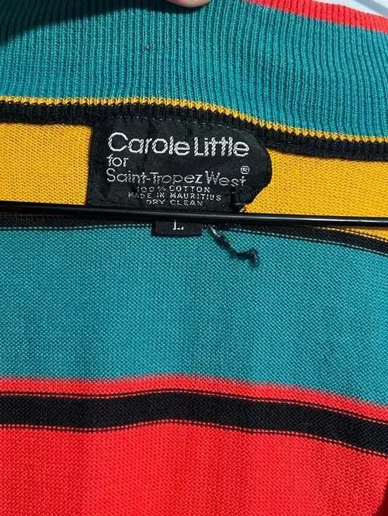Vintage Carole Little for Saint-Tropez West Striped Cotton Knit Cardigan Sweater - Picture 6 of 6
